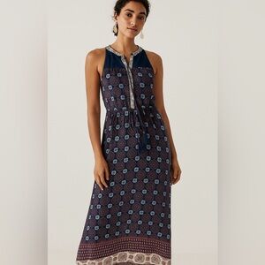 Sz M Blue Daniel Rainn Boho Maxi Dress Anthropologie/NM Lace Polka Dot Whimsical